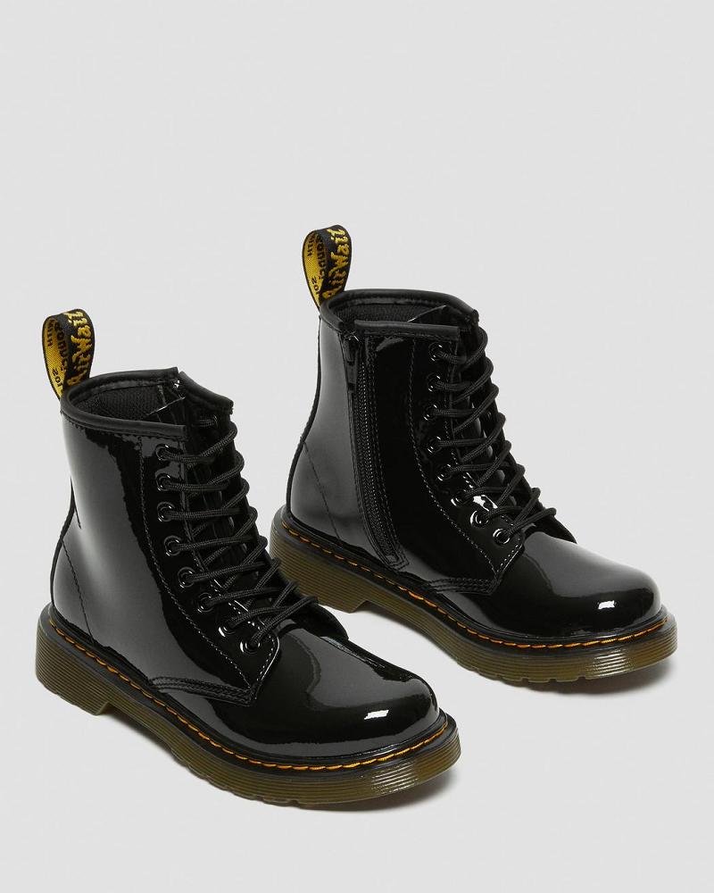 Kids' Dr Martens Junior 1460 Patent Leather Lace Up Boots Black | AU 685RVD